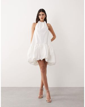 ARRANGE Halter Bubble Hem Mini Dress - Natural
