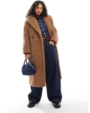Bershka Manteau long en imitation peau - Bleu