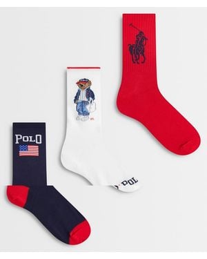 Polo Ralph Lauren 3 Pack Bear Socks Gift Box - Red