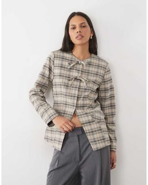 Y.A.S Cinched Waist Tailored Blazer With Bow Details - Grey