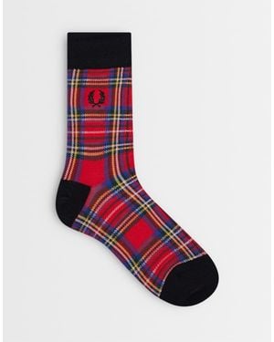 Fred Perry Logo Tartan Socks - Red