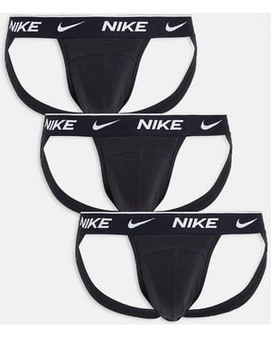 Nike 3 Pack Cotton Stretch Jock Straps - Black