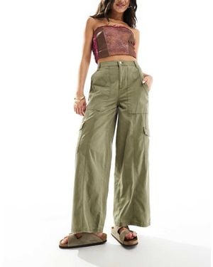 New Look Wide Leg Cargo Trouser - Green