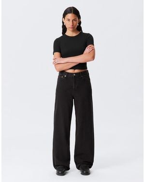 Weekday Rail Mid Waist Loose Fit Straight Leg Jeans - White