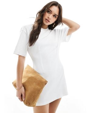 Monki T-shirt Dress With Cinched Waist - White