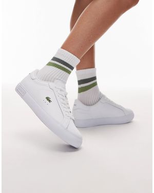 Lacoste Powercourt Leather Logo Trainers - White