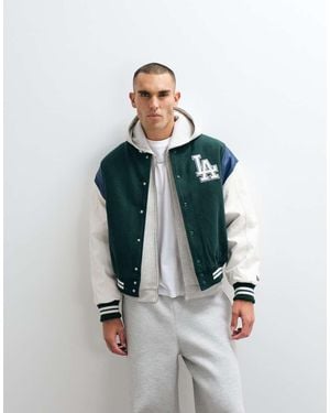 KTZ Chaqueta Verde De Estilo Universitario Con Diseño De Los La Dodgers De Mezcla De Lana - Blanco