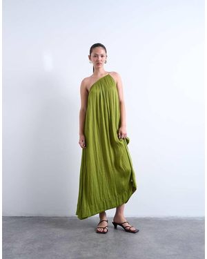 TOPSHOP One Shoulder Throw On Liquid Satin Dress - White