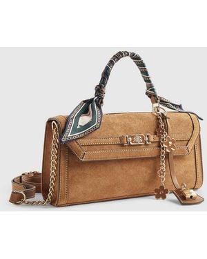 River Island Faux Suede Charms Cross Body Bag - Brown