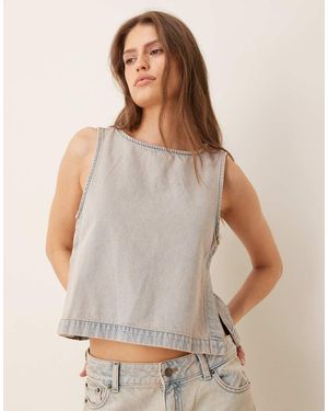 JJXX Co-ord Denim Top With Side Detail - Grey