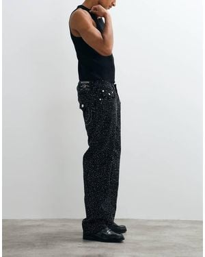 TRUE RELIGION Crystal Bobby baggy Fit Big T Flap Pocket Denim Jeans - Black