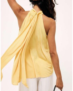 NA-KD Halterneck Flowy Tie Top - Yellow