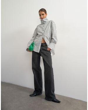 TOPSHOP Hemd mit stehkragen und karomuster - Weiß