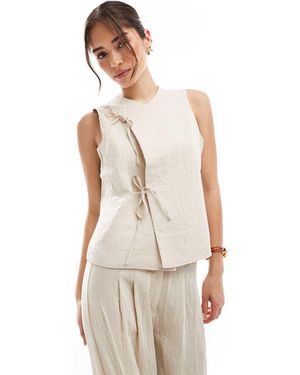 Vero Moda Waistcoat With Tie Front Detail Co-ord - White