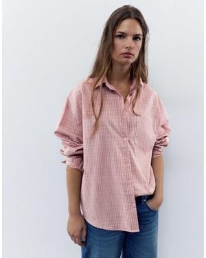Pull&Bear Chemise à carreaux avec poche - Rose