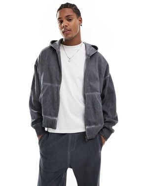 Bershka Washed Zip Through Hoodie Tracksuit - Blue