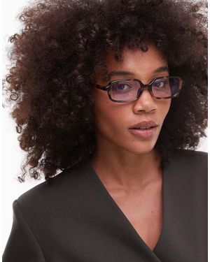 & Other Stories Tortoise Shell Square Sunglasses With Clear Tinted Lenses - Black