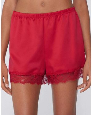 Tezenis Satin And Lace Shorts - Red