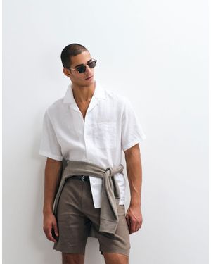 ARKET Pure Linen Short Sleeve Resort Shirt - White