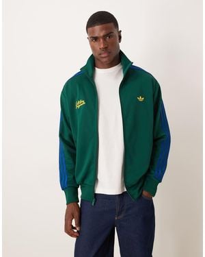 adidas Originals Script Logo And Rose Track Top - Green