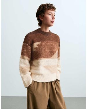 Oysho Knit Jacquard Jumper - Brown