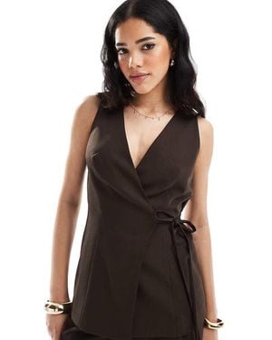 4th & Reckless Exclusive Longline Tie Side Tailored Waistcoat Co-ord - Black