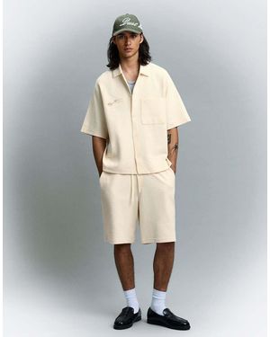 Bershka Waffle Skater Shorts - Natural