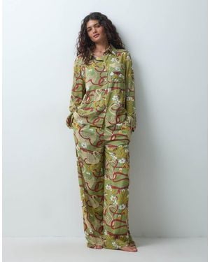 ASOS Conjunto De Pijama De Tejido De Modal De Manga Larga Con Estampado De Cisnes-Multi - Verde