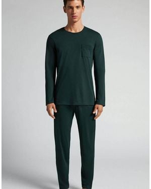 Intimissimi Long Superior Cotton Pyjamas - Green