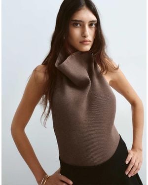 ARRANGE Body Met Gedrapeerde Hals En Ribstructuur - Bruin