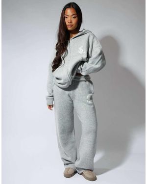 SIMMI Romy Chunky Knit Wide Leg Trouser - Grey