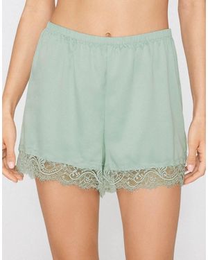 Tezenis Satin And Lace Shorts - Green