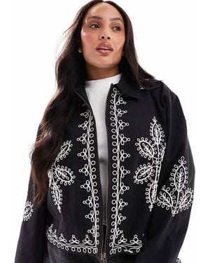 ASOS Asos Design Curve Embroidered Top Collar Jacket - Black
