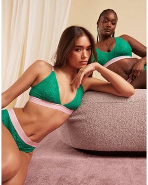 Lemonade Dolls Synergy Lace And Mesh Bralette - Green