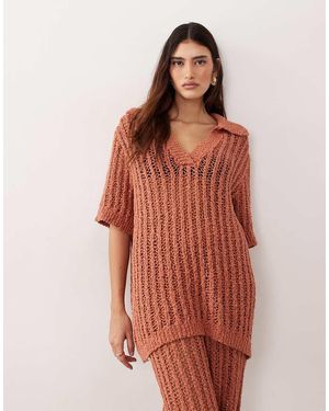 ARRANGE Crochet Colla Top - Red