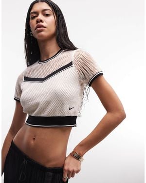 Nike Sportswear Chill Knit Cropped Top With Chevron Detail - Natural