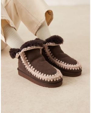 Mou 18 Shearling Lined Suede Boots - Natural