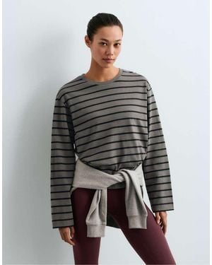 Oysho 100% Cotton Long-Sleeved T-Shirt - Grey