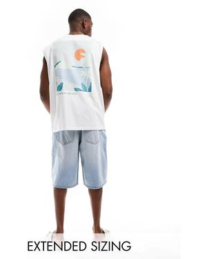 ASOS Top Senza Maniche Oversize Con Stampa Di Paesaggio Sul Retro - Blu