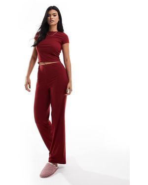 Loungeable T-Shirt & Straight Leg Trousers Lounge Set - Red