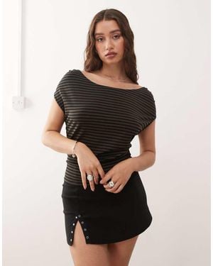 Weekday Drape Front Hooded Top - Black