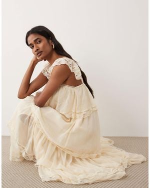 Miss Selfridge Chiffon Tiered Maxi Dress - Natural