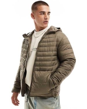 Jack & Jones Giacca Imbottita Con Cappuccio Ripiegabile - Marrone