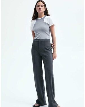 Pull&Bear Smart Trousers With Seam Detail - Blue