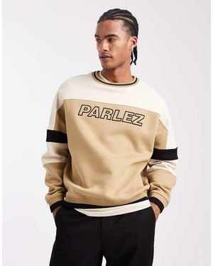 Parlez Sudadera Beis Extragrande Con Cuello Redondo, Diseño Color Block Y Panel Del Logo De -Neutro