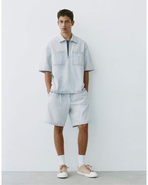 Pull&Bear Relaxed denim-bermuda-shorts - Blau