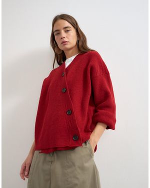 TOPSHOP Gestrickte cardigan mit asymmetrischer knopfleiste - Rot