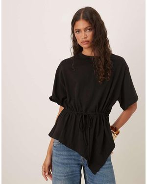 ASOS Tie Waist Drape T-Shirt - Black