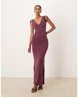 Motel Sanyu Cupro Slinky Maxi Dress With V Back - Pink