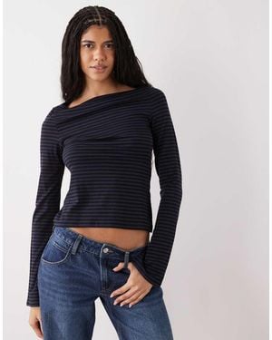 Weekday Annie Soft Boat Neck Long Sleeve Top - Black
